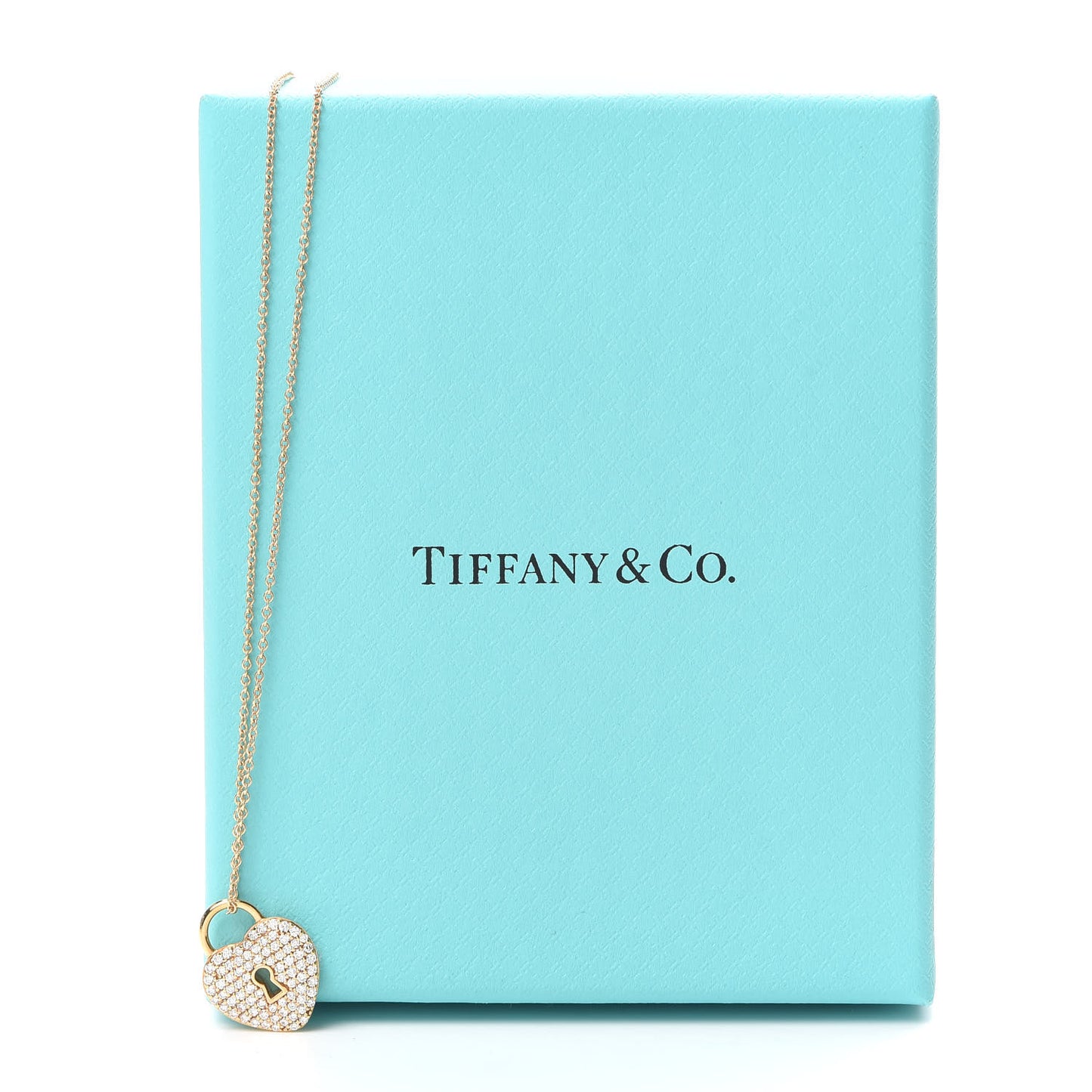 18K Rose Gold Diamond Heart Lock Pendant Necklace