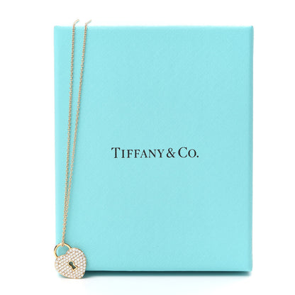 Tiffany 18K Rose Gold Diamond Heart Lock Pendant Necklace 6 of 6
