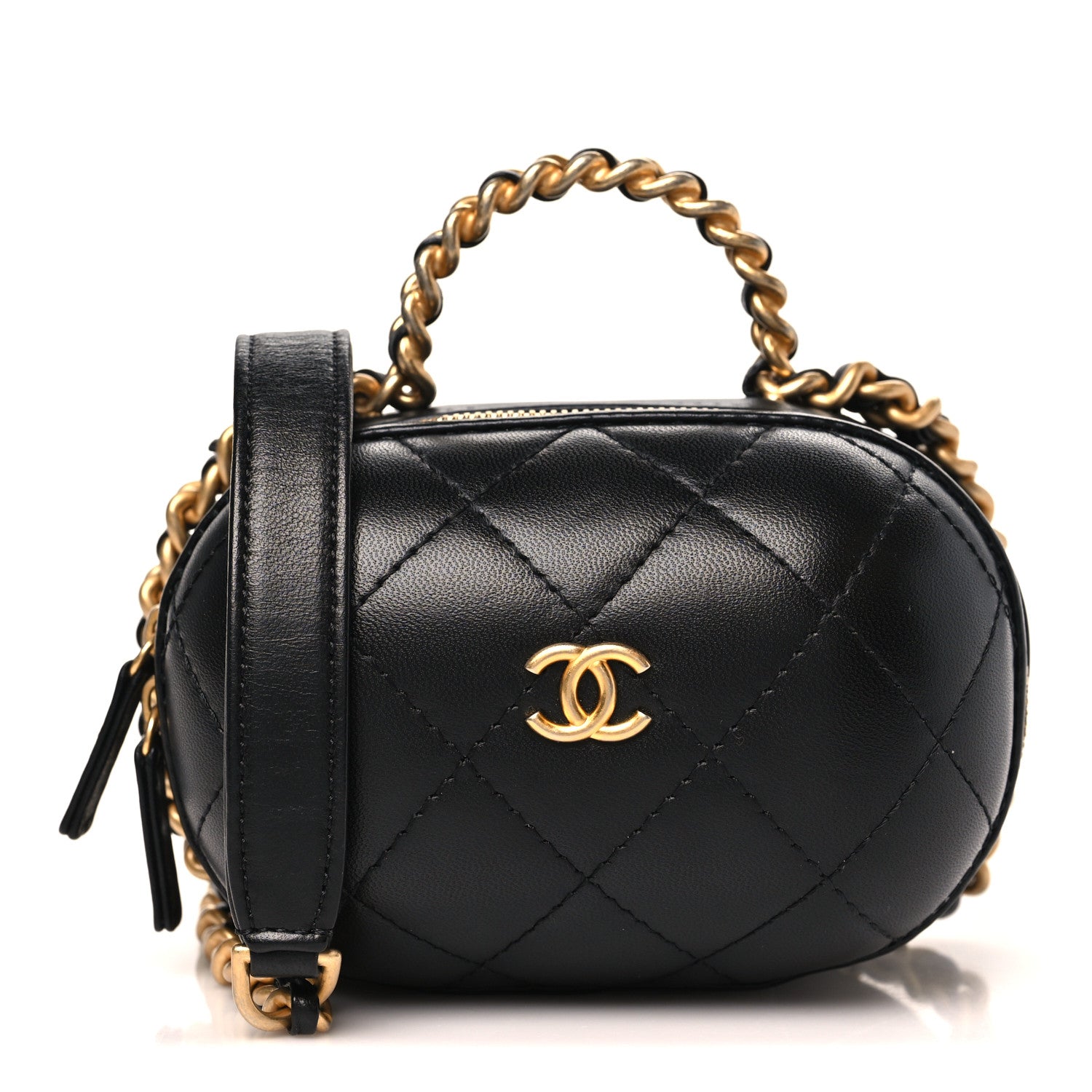 Chanel Lambskin Quilted CC Bubble Vanity Case With Chain Black 1 of 10