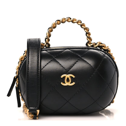 Chanel Lambskin Quilted CC Bubble Vanity Case With Chain Black 1 of 10