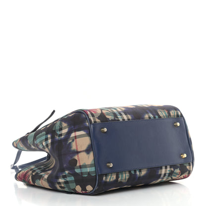 Burberry Haymarket Check Floral Print Small Canterbury Tote Mineral Blue 3 of 9