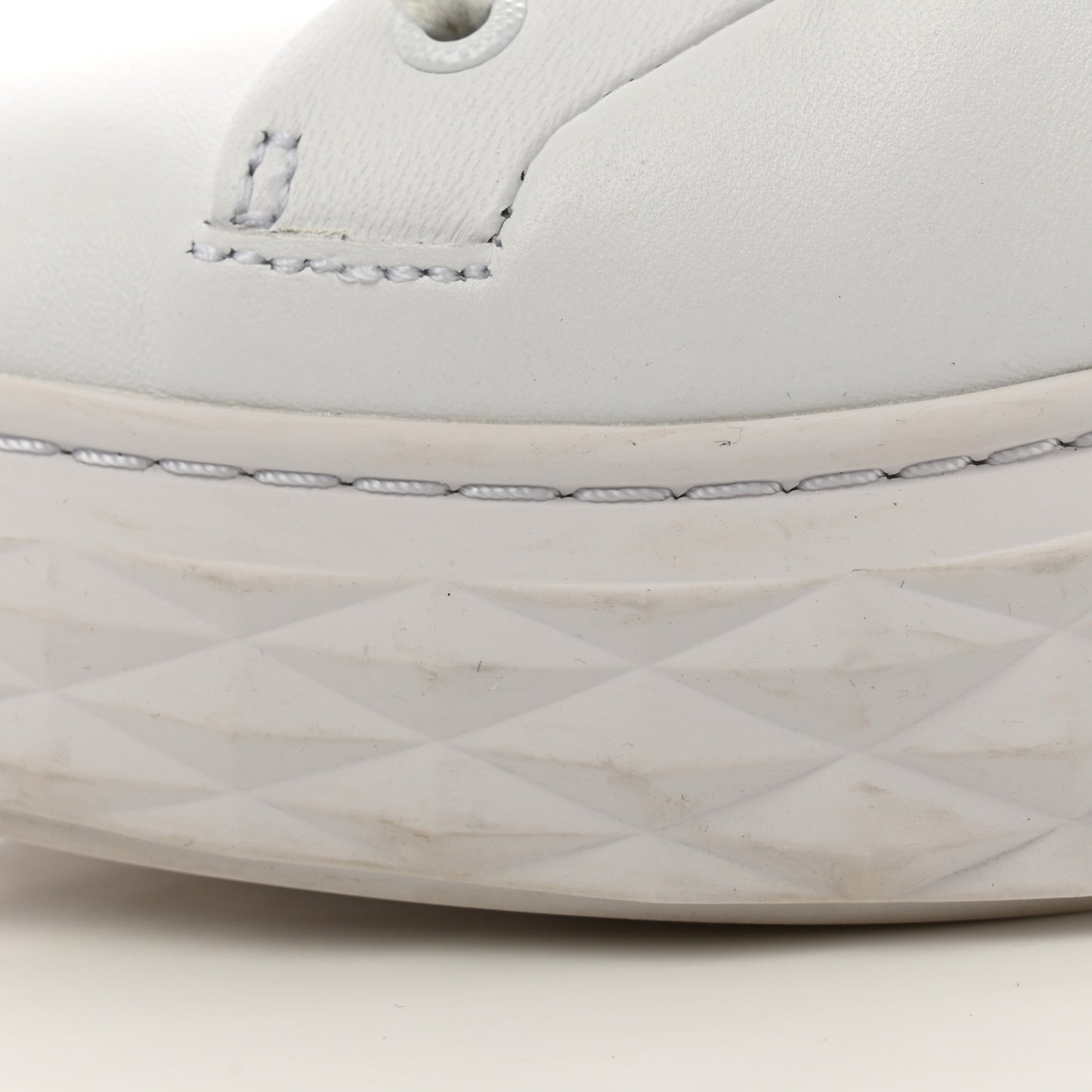 Nappa Diamond Maxi Platform Sneakers 38.5 White Silver