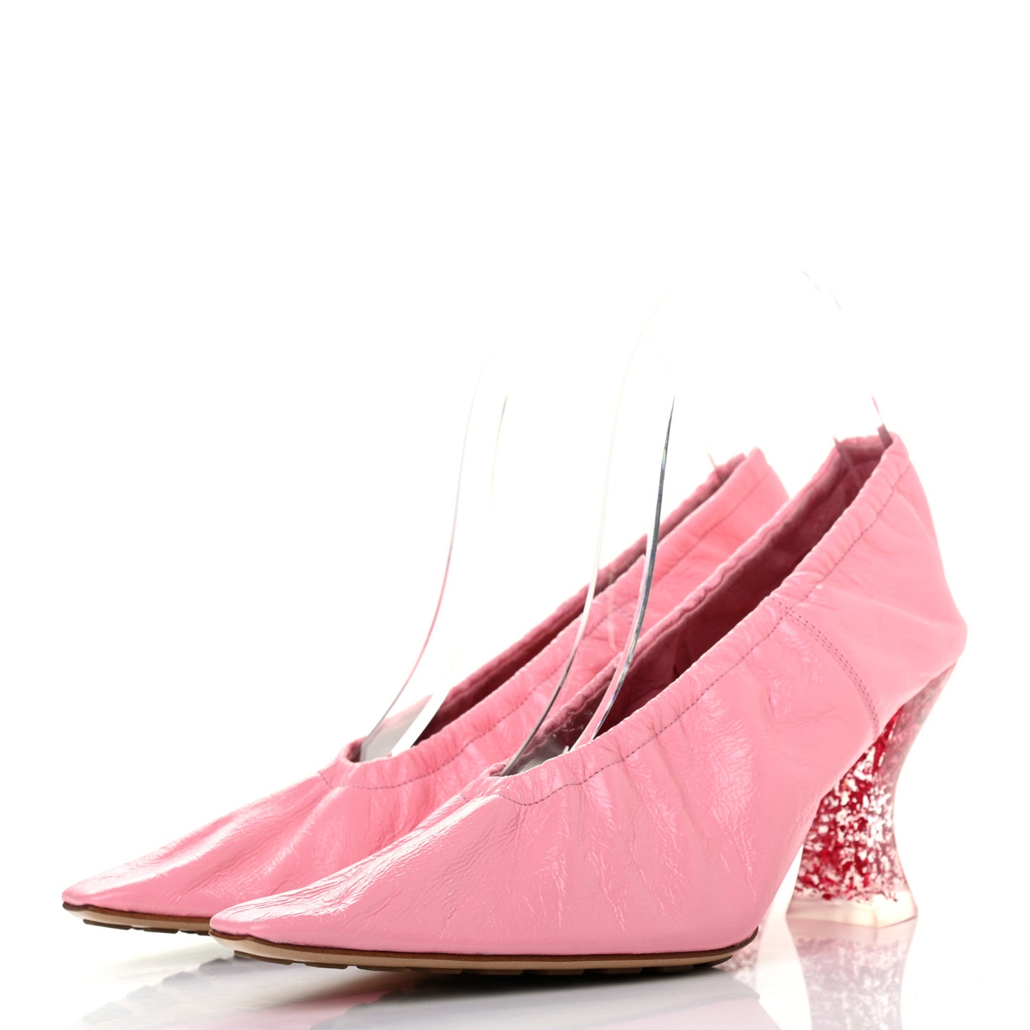 Crushed Nappa Glitter Plexiglass Almond Pumps 39 Blossom