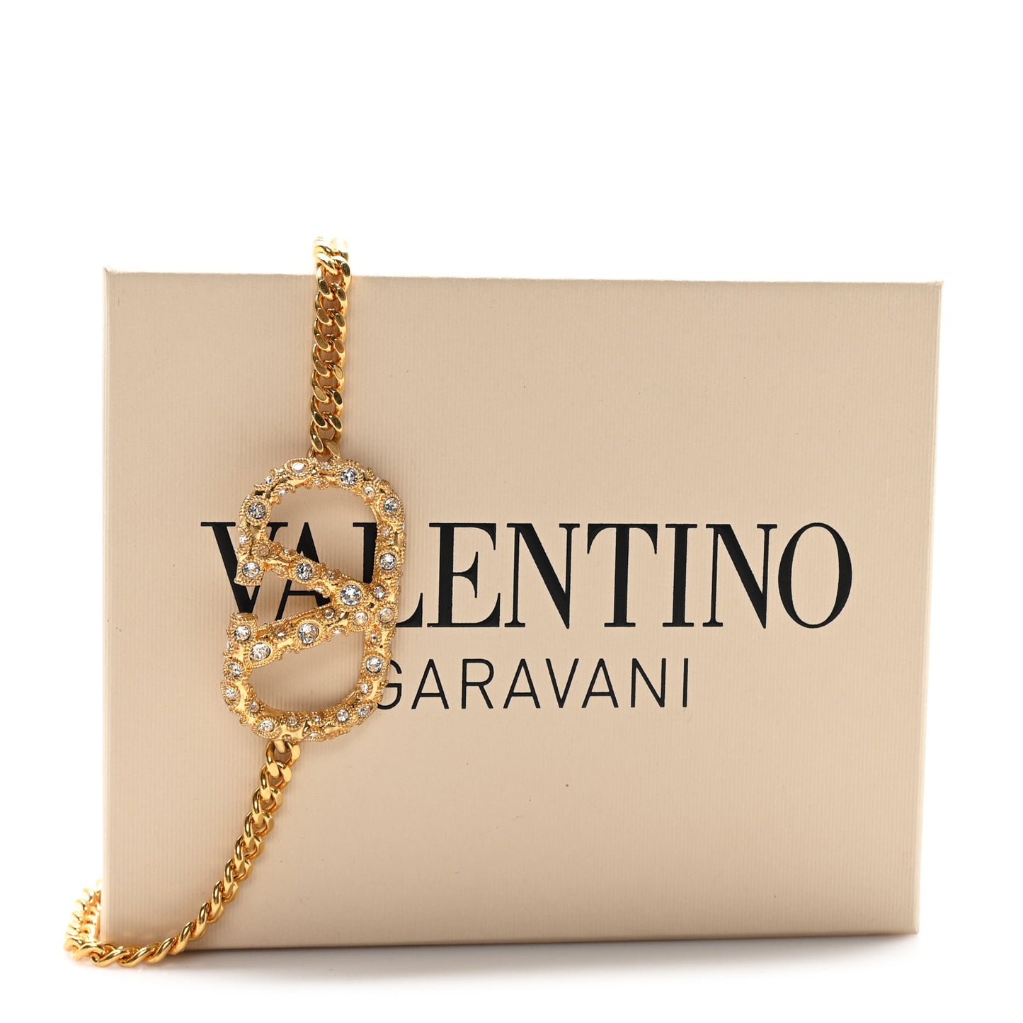 Brass Crystal VLogo Chain Belt