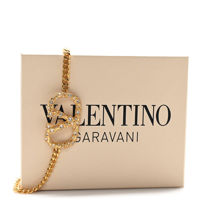 Valentino Garavani Brass Crystal VLogo Chain Belt 5 of 5