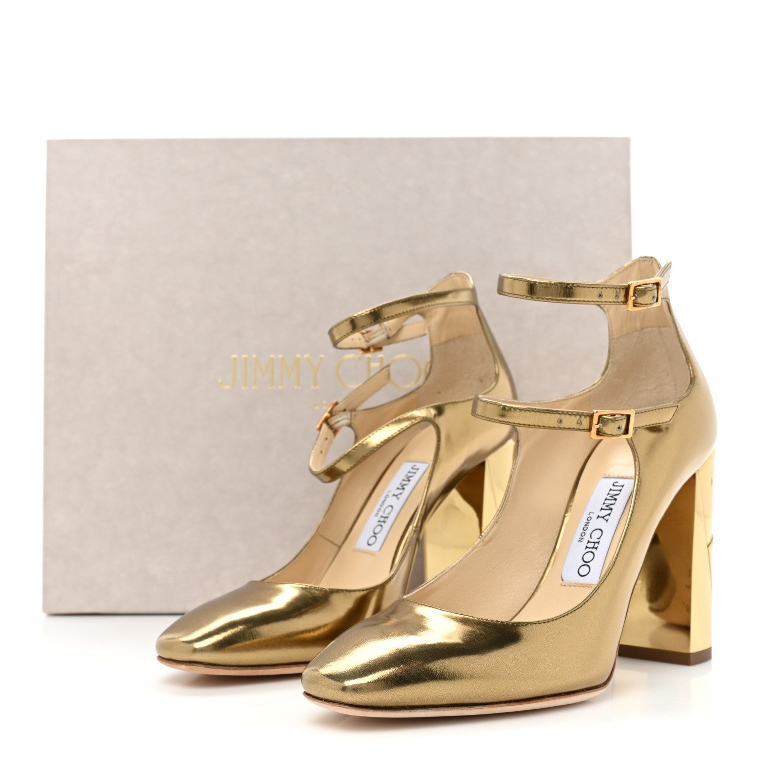 Jimmy Choo Mirror Calfskin Marlowe Pumps 36.5 Light Honey 12 of 12