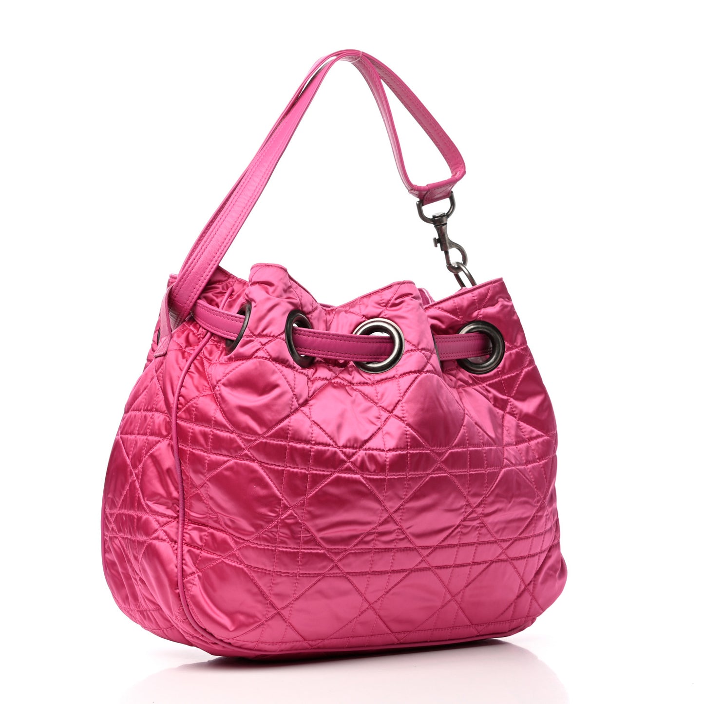 Satin Cannage Drawstring Bag Pink