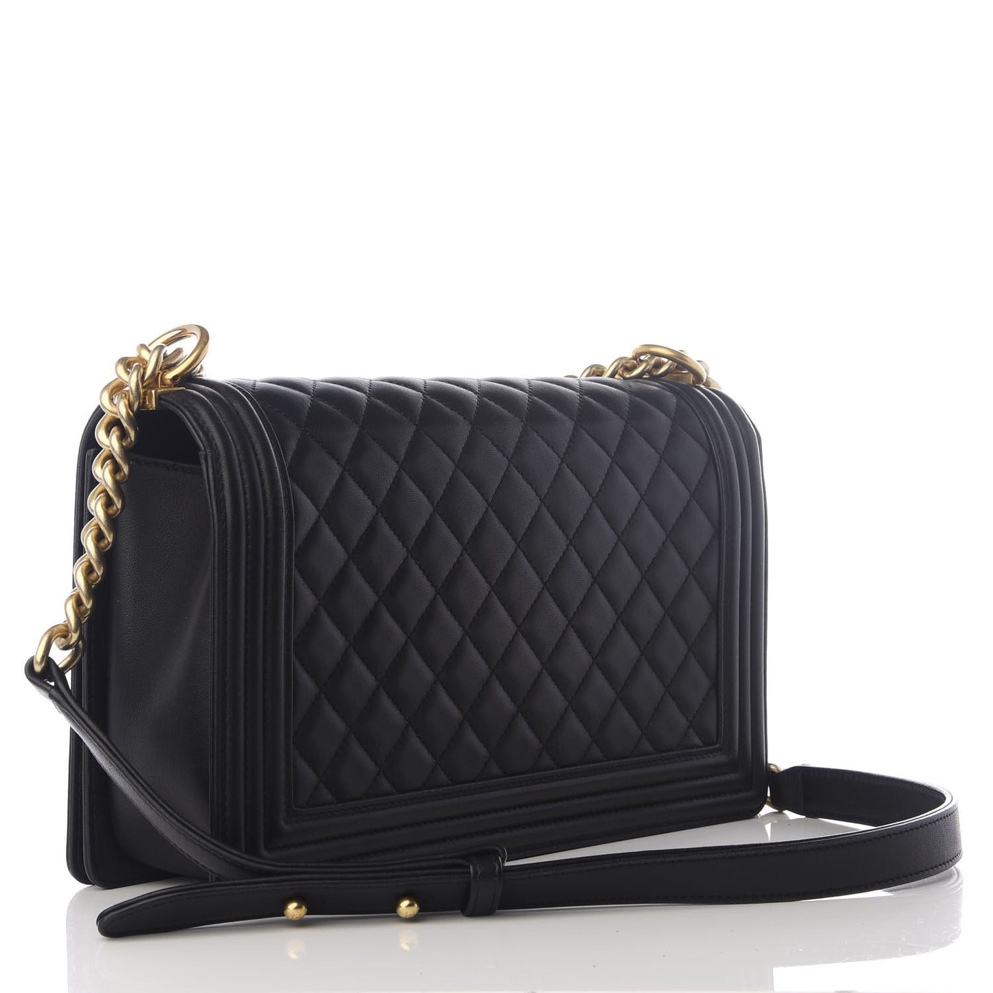 Calfskin Quilted New Medium Boy Flap Black
