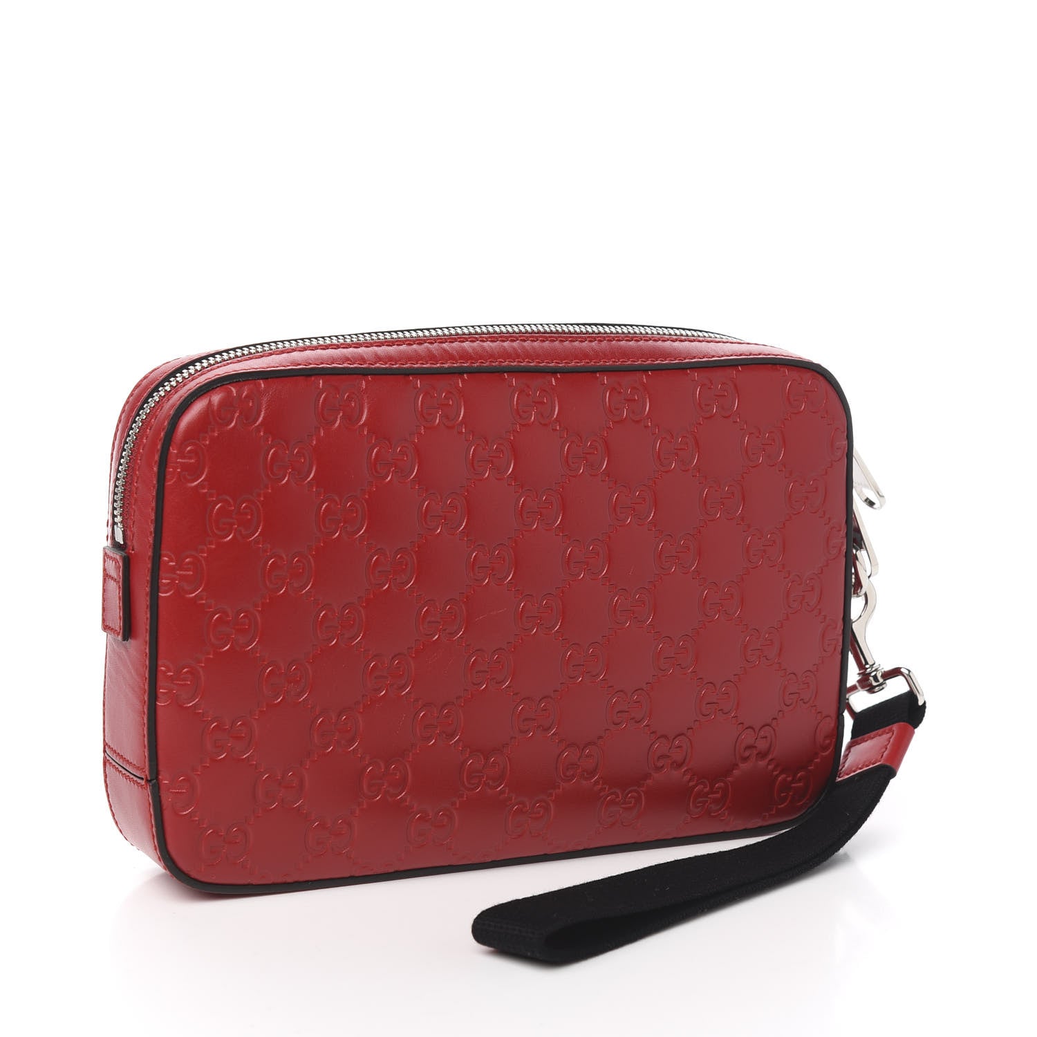 Gucci Guccissima Zip Pouch Wristlet Red 2 of 6