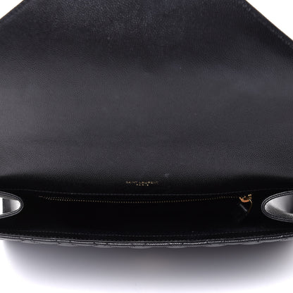 Saint Laurent Grain De Poudre Textured Mixed Matelasse Large Triquilt Monogram Satchel Black 5 of 10