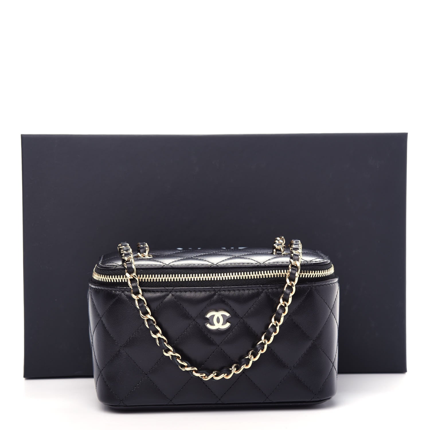 Chanel Lambskin Quilted Small Vanity Case With Chain Black 11 of 11