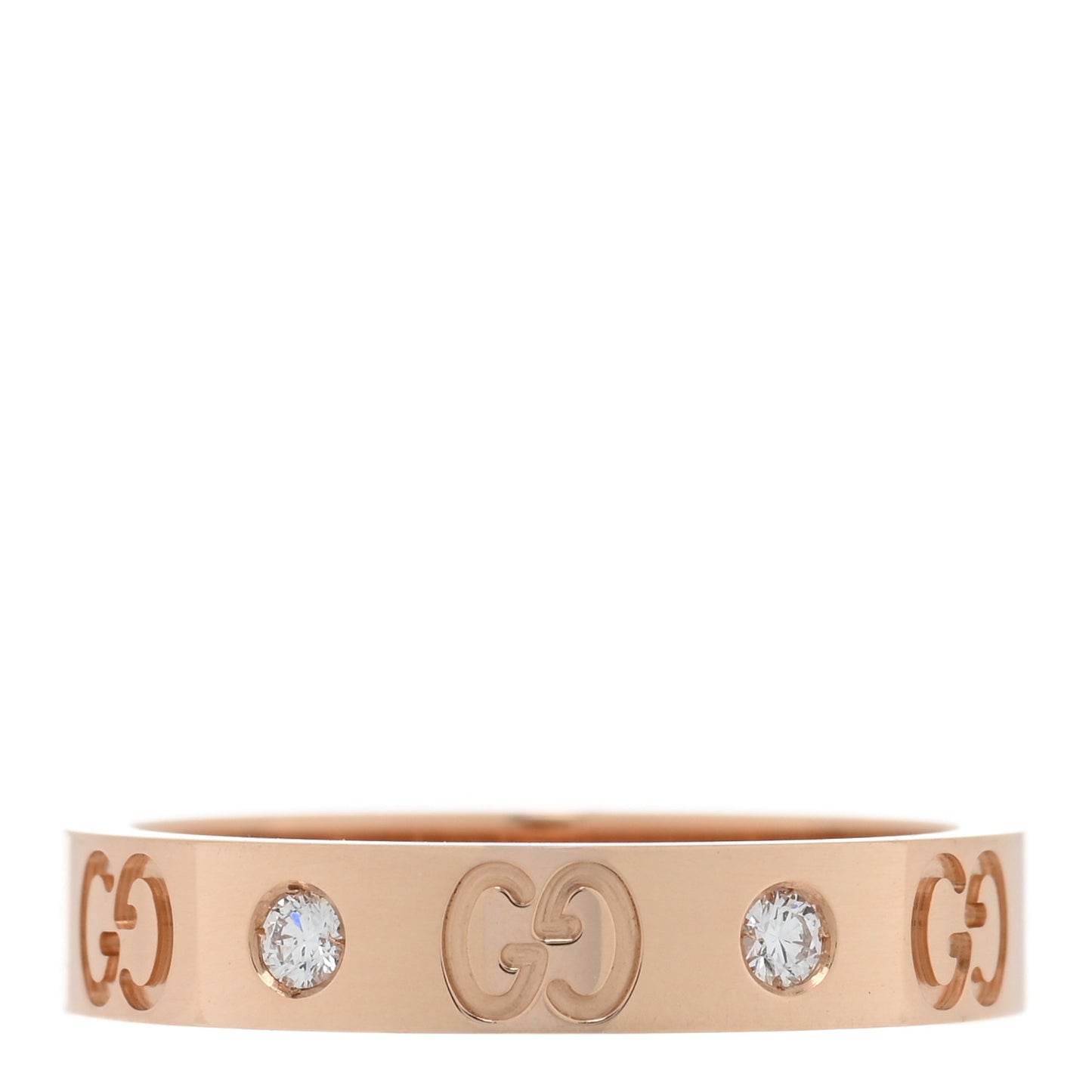 18K Rose Gold Diamond Icon Band Ring 56 7.5