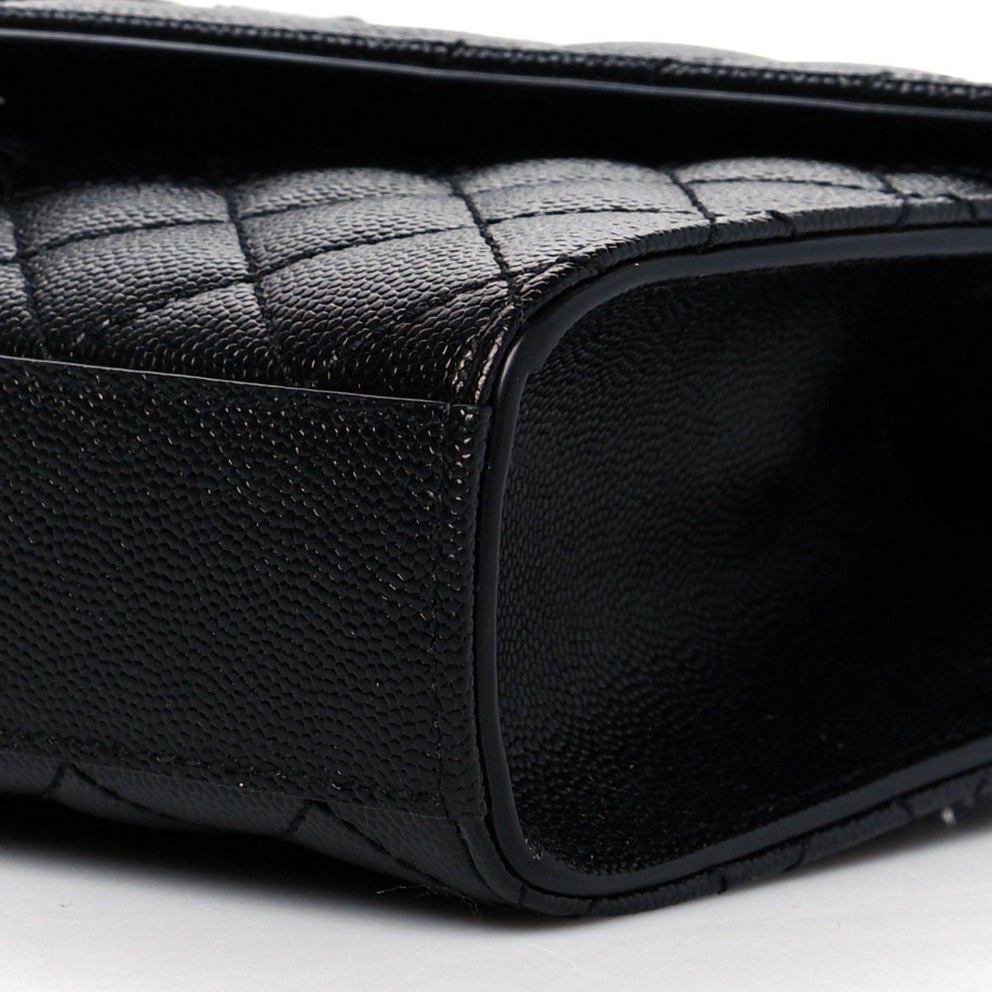 Grain De Poudre Textured Mixed Matelasse Triquilt Small Monogram Satchel Black