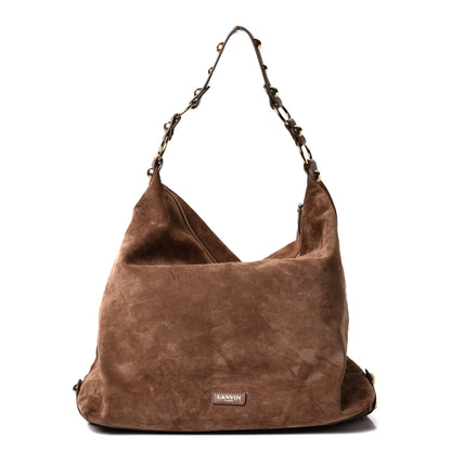 Lanvin Suede Studded Hobo Taupe 2 of 14