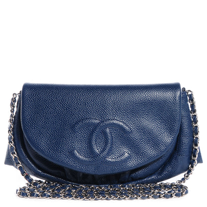 Chanel Caviar Half Moon Wallet On Chain WOC Navy Blue 1 of 8