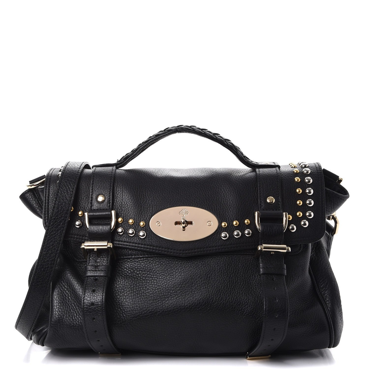 Mulberry Soft Small Grain Calfskin Alexa Rivet Satchel Black 1 of 9