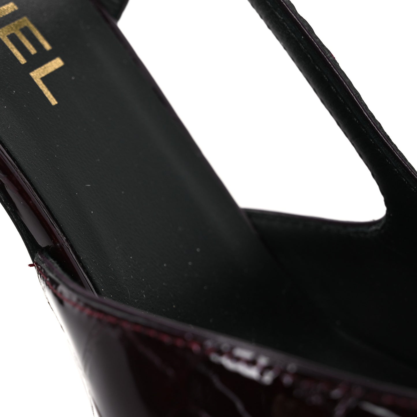 Patent Calfskin Crocodile Embossed Cap Toe CC Slingback 39 Dark Burgundy Black