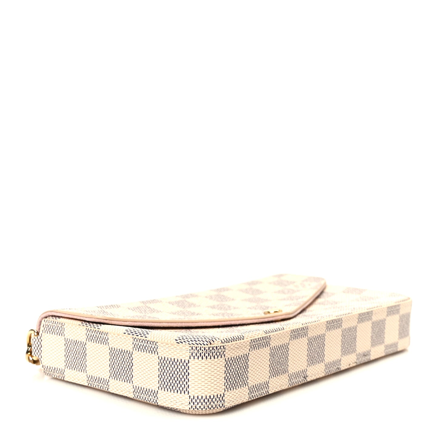 Damier Azur Pochette Felicie Chain Wallet Rose Ballerine