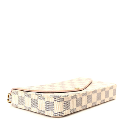 Louis Vuitton Damier Azur Pochette Felicie Chain Wallet Rose Ballerine 4 of 14