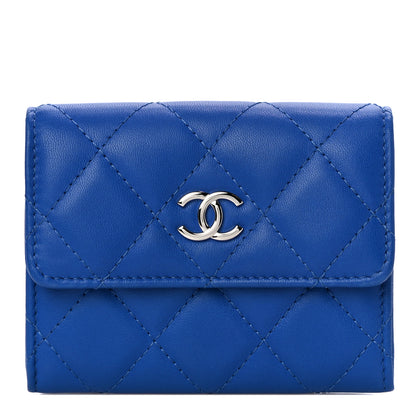 Chanel Lambskin Quilted Flap Card Holder Blue 1 of 12