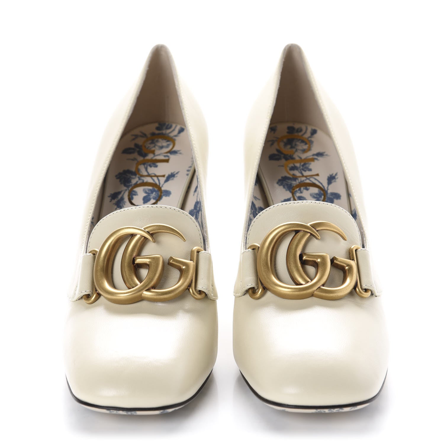 Gucci Malaga Kid GG Victoire 95mm Loafer Pumps 38.5 Vintage White 2 of 10