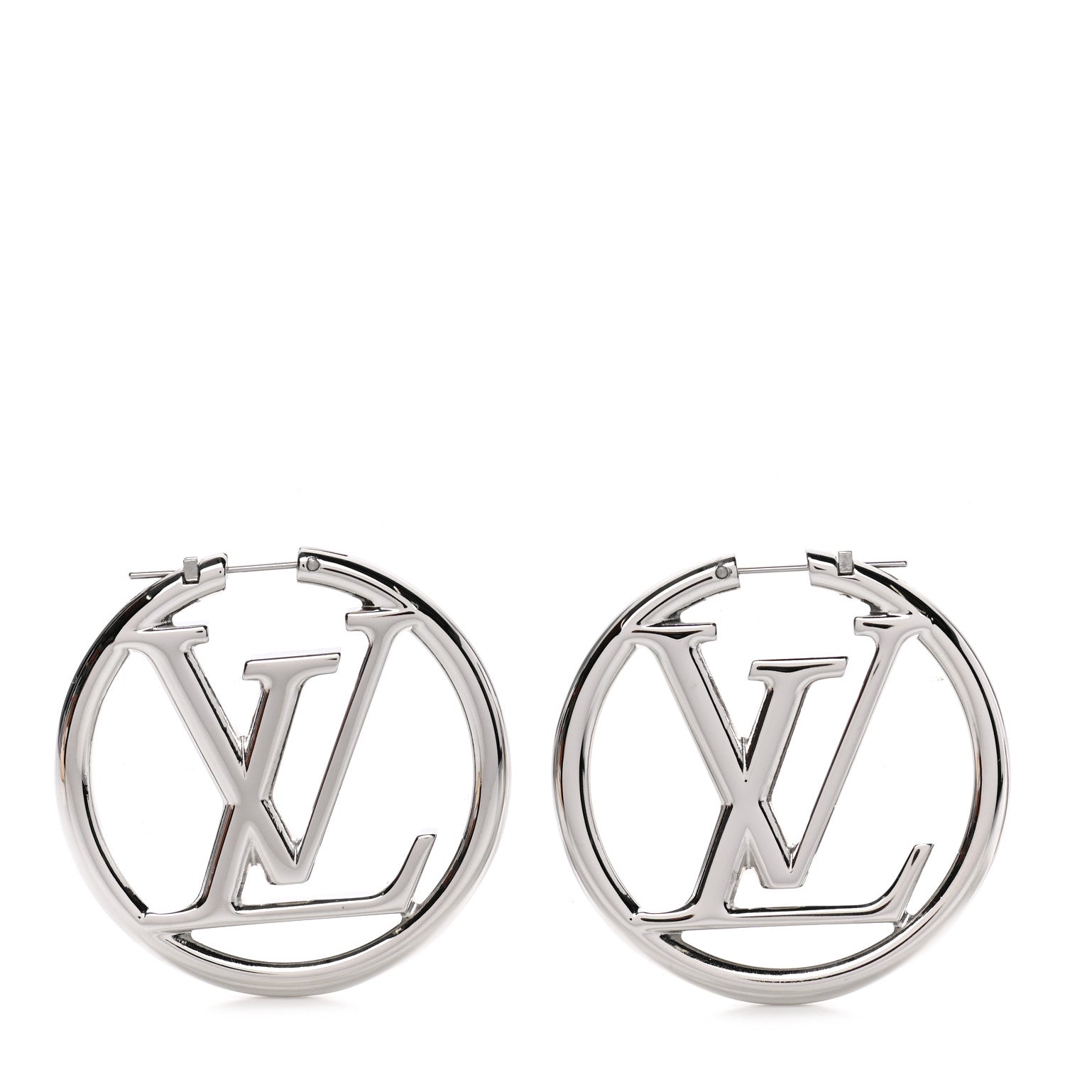 Louis Vuitton Palladium Louise Hoop Earrings Silver 1 of 5