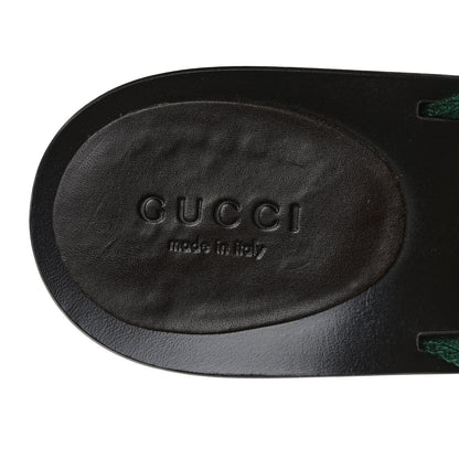 Gucci Nylon Calfskin Web Womens Thong Low Heel Sandals 7.5 Green Red Cocoa 8 of 8