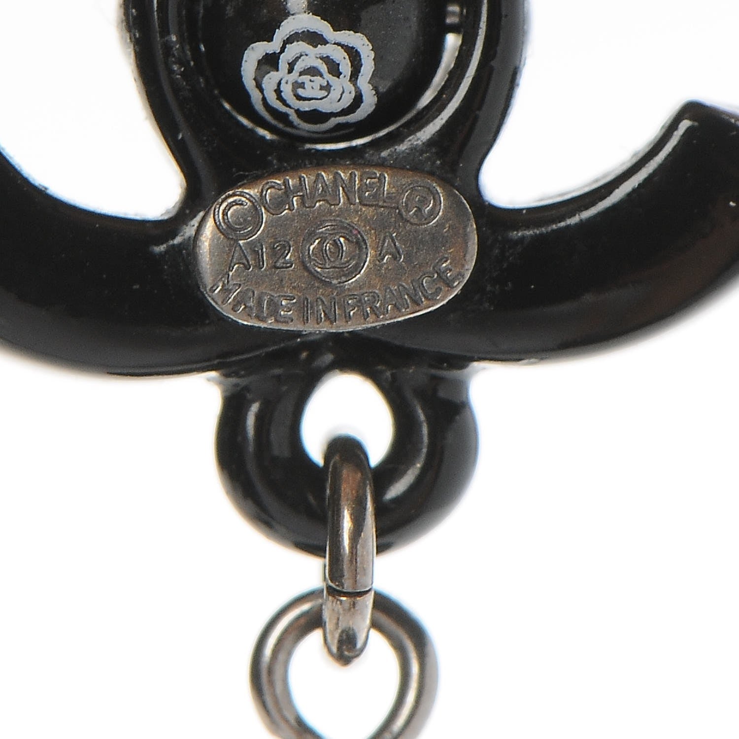 Chanel Enamel Bead CC Coco Drop Earrings Black 6 of 7