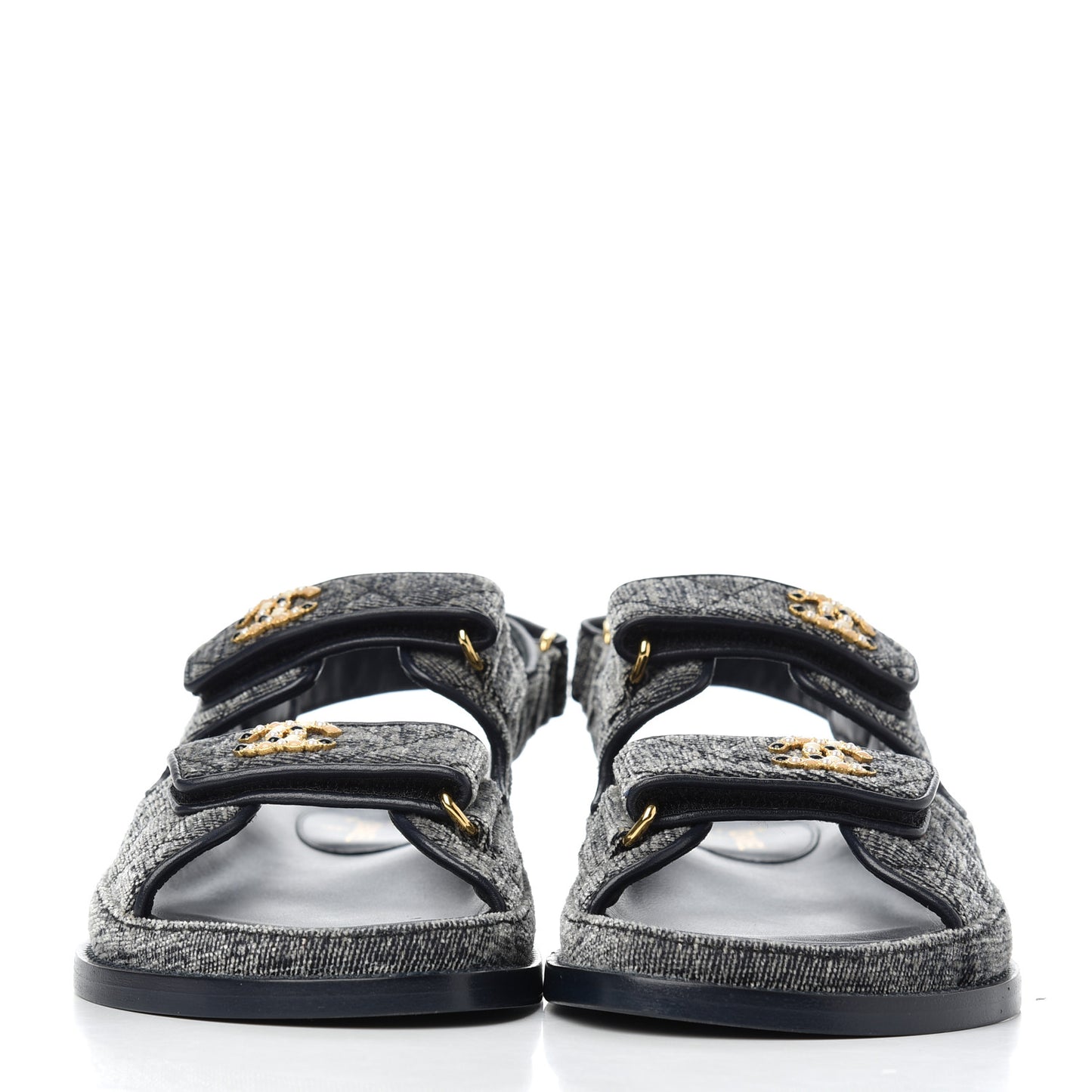 Velvet Velcro Dad Sandals 37 Grey