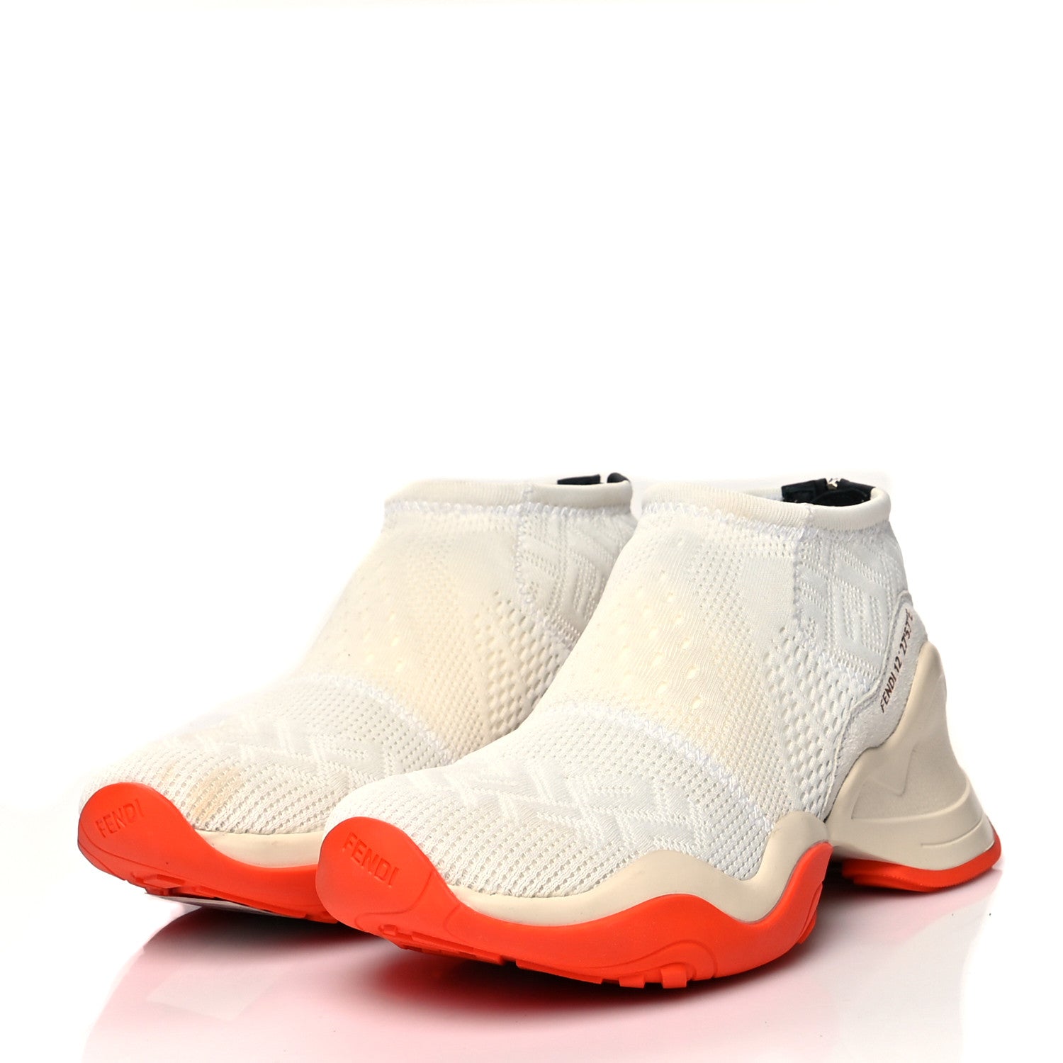 Fendi Technical 3D Mesh Womens FFluid Zip Up Sneakers 40 White Latte Ruggine 3 of 10