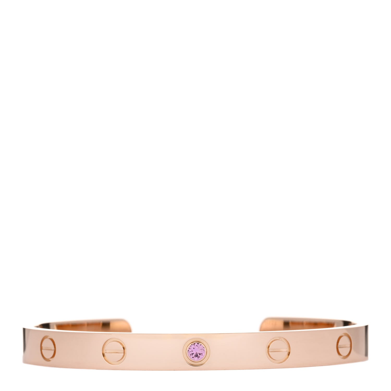 Cartier 18K Pink Gold Pink Sapphire LOVE Cuff Bracelet 17 1 of 4