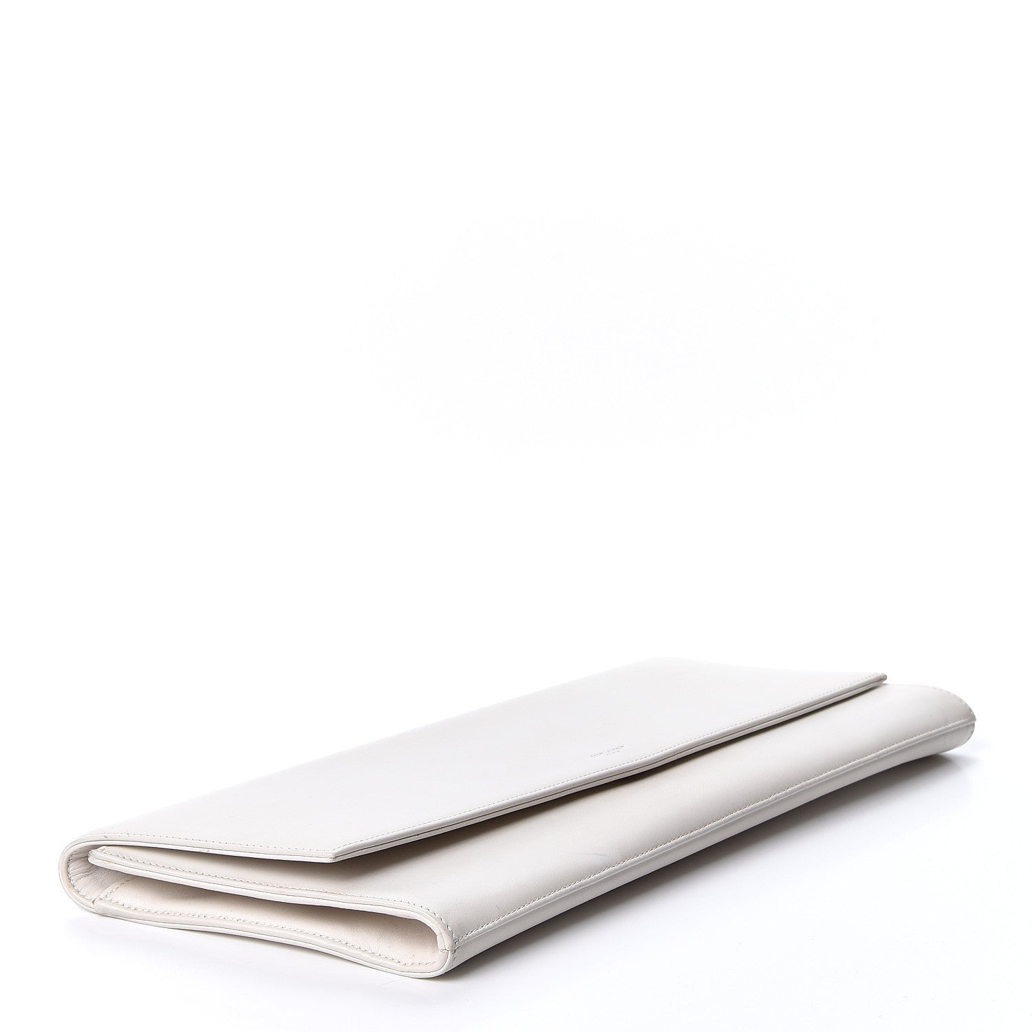 Saint Laurent Calfskin Diagonal Clutch White 3 of 9