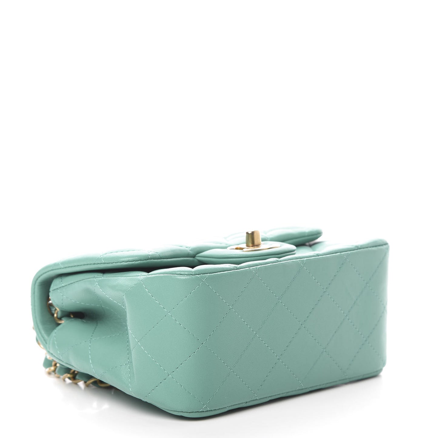 Lambskin Quilted Mini Square Flap Turquoise