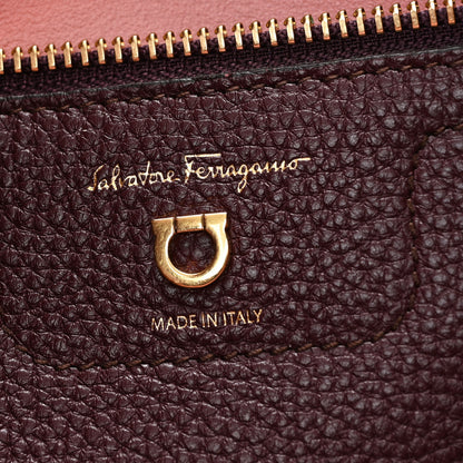 Salvatore Ferragamo Hammered Calfskin Double Handle Medium Amy Tote Burgundy 6 of 11