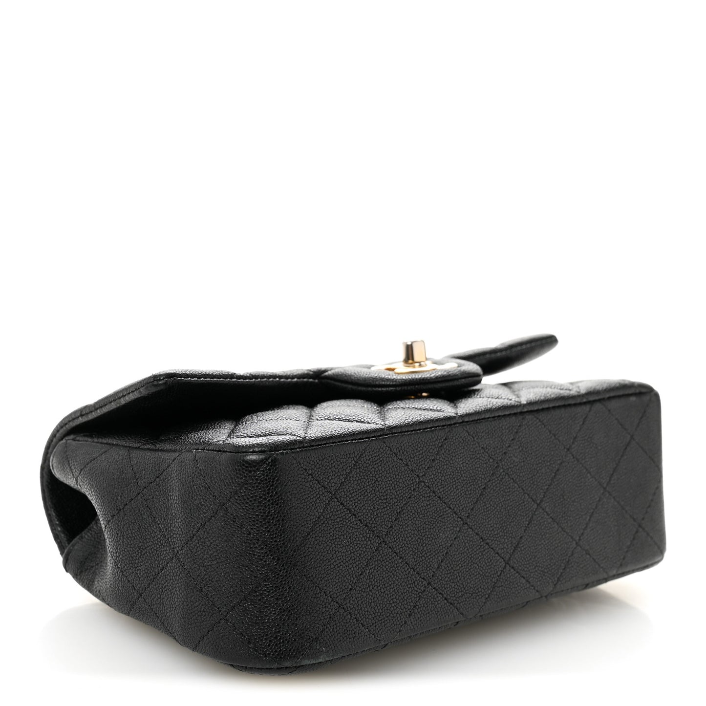Caviar Quilted Mini Top Handle Rectangular Flap Black