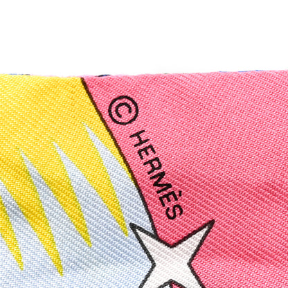 Hermes Silk La Source de Pegase Twilly Rose Vif Jaune Vif 3 of 4