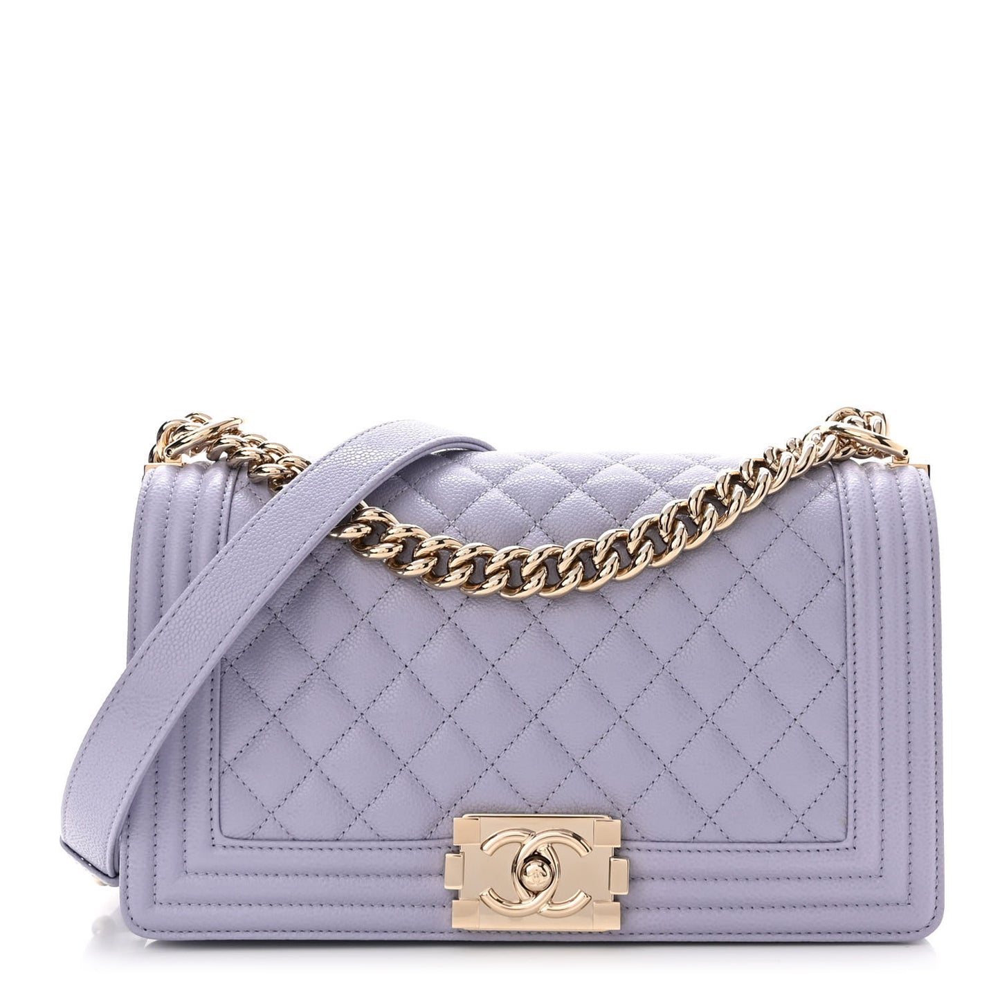Caviar Quilted Medium Boy Flap Light Purple