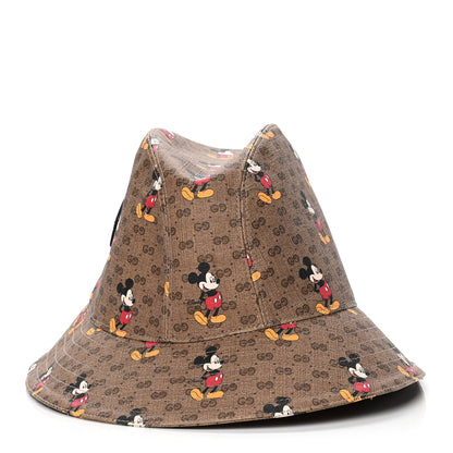 Gucci X DISNEY Mini Vintage GG Supreme Monogram Mickey Mouse Trent Bucket Hat M Beige Ebony Yellow 2 of 4