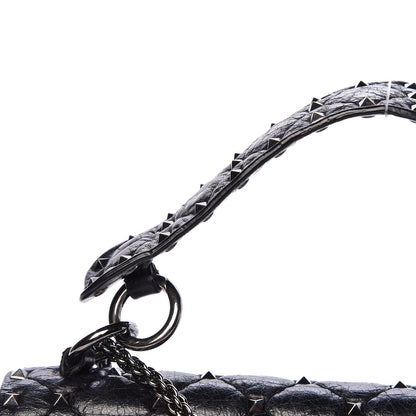 Valentino Garavani Craquele Nappa Medium Rockstud Spike Shoulder Bag Black 14 of 24