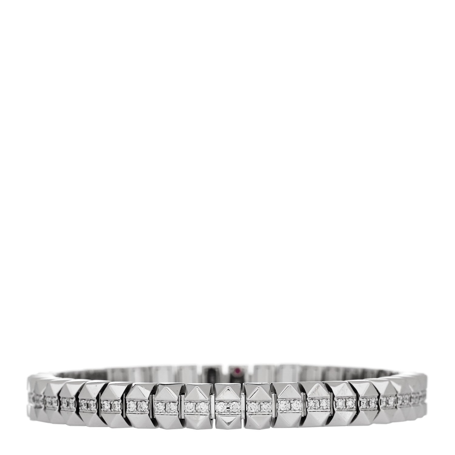 Roberto Coin 18K White Gold Diamond Obelisco Flexible Bangle Bracelet 1 of 3