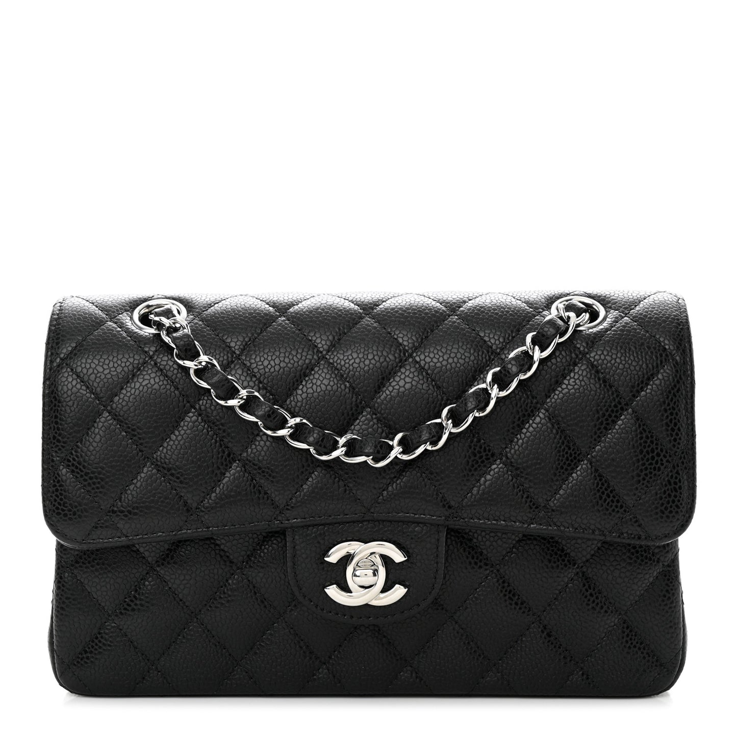 Caviar Quilted Small Double Flap Black