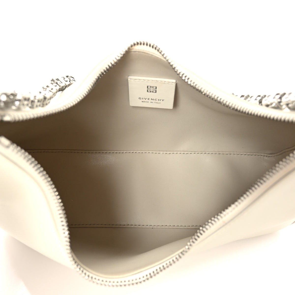 Givenchy Smooth Calfskin Small Moon Cut Out Shoulder Bag Ivory 4 of 9