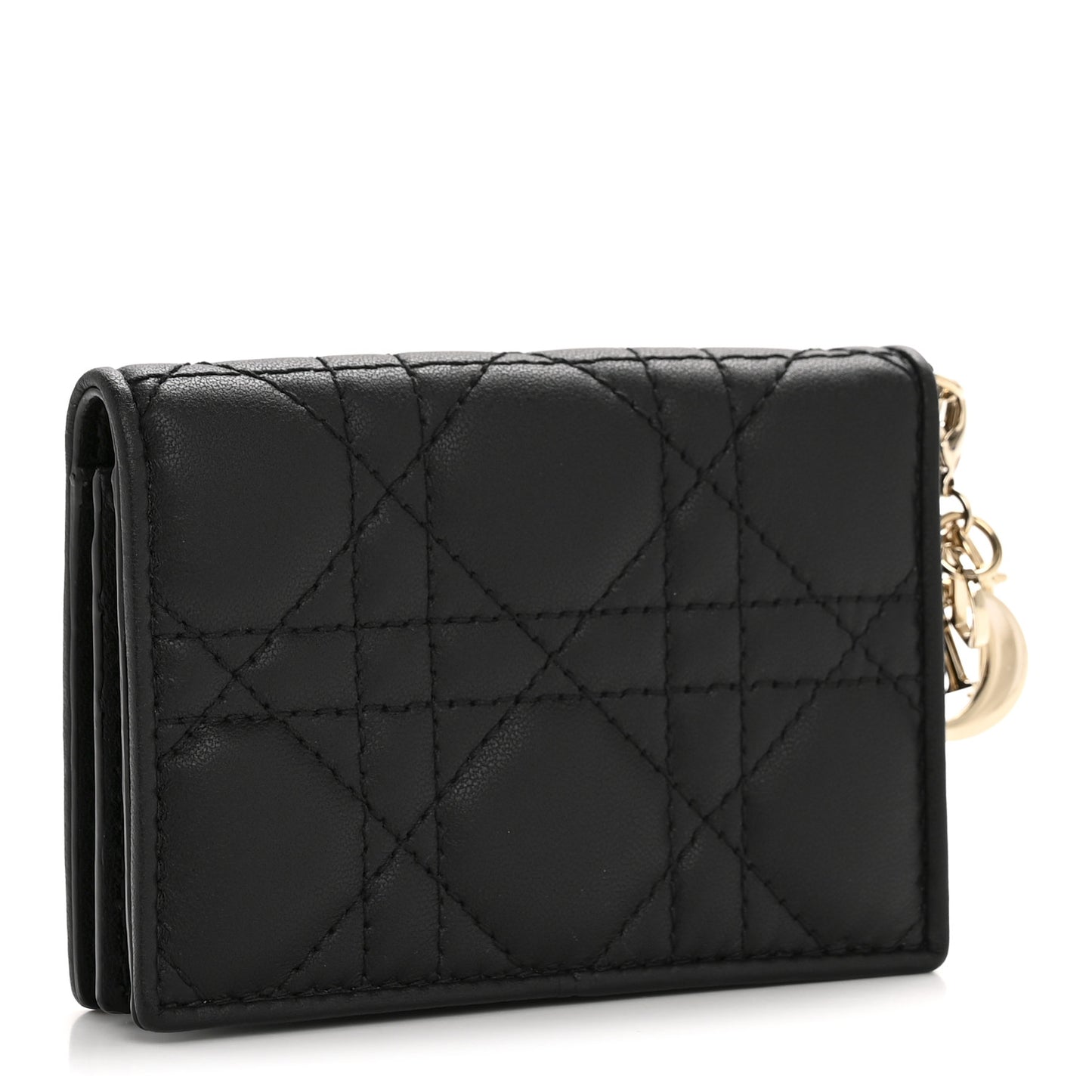 Lambskin Cannage Mini Lady Dior Wallet Black