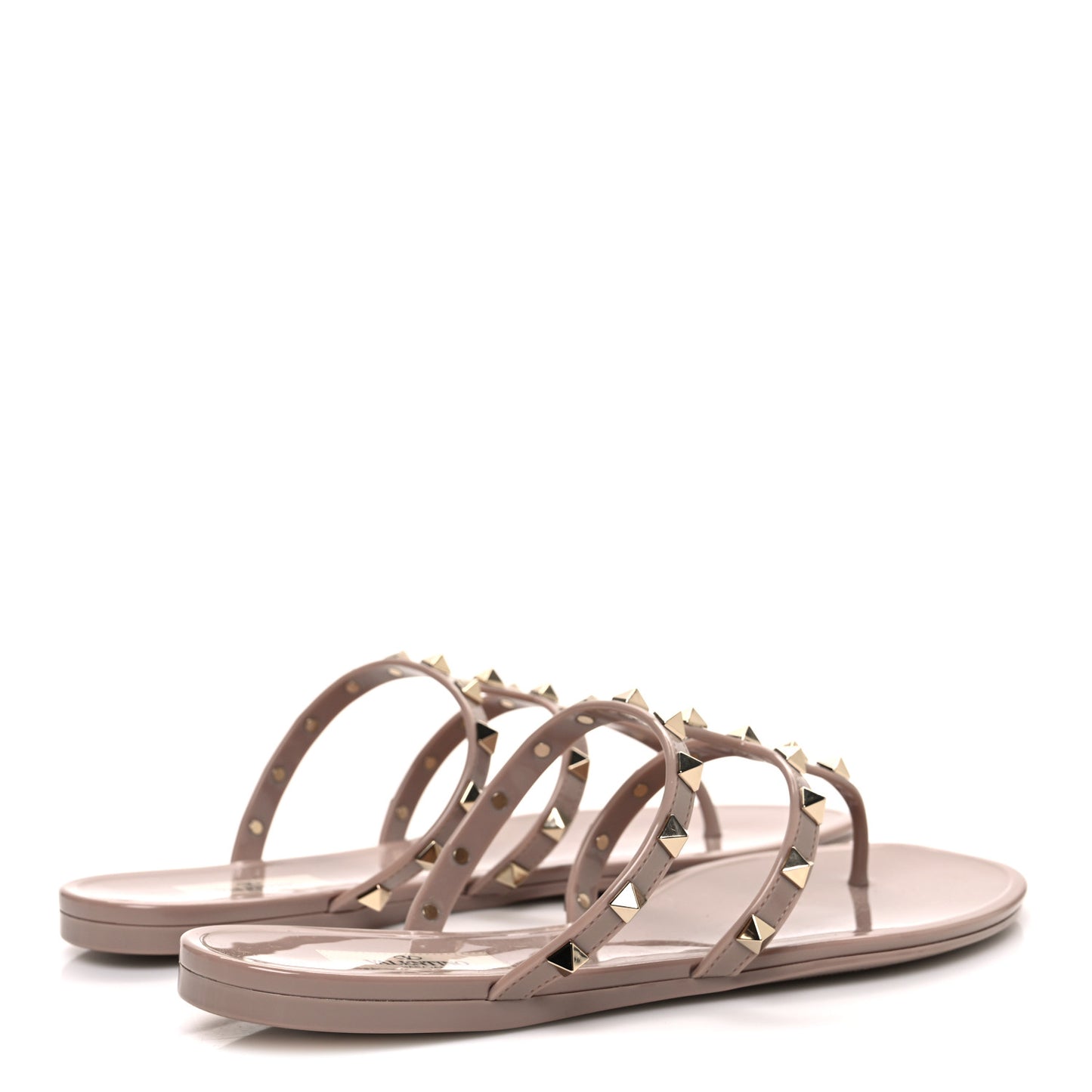 PVC Jelly Rockstud Caged Flat Thong Sandals 40 Poudre