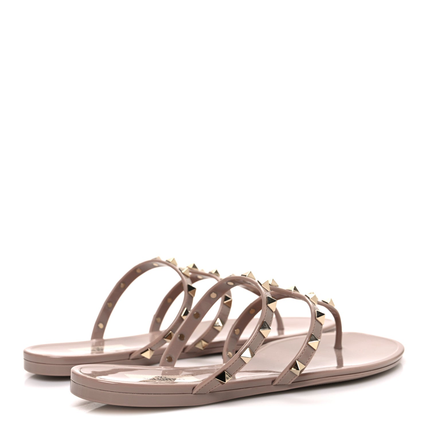 Valentino Garavani PVC Jelly Rockstud Caged Flat Thong Sandals 40 Poudre 5 of 9