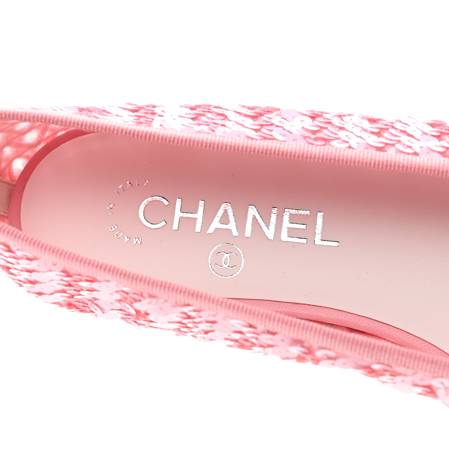 Chanel Sequins Satin Cap Toe CC Flat 37 Pink Black 7 of 8