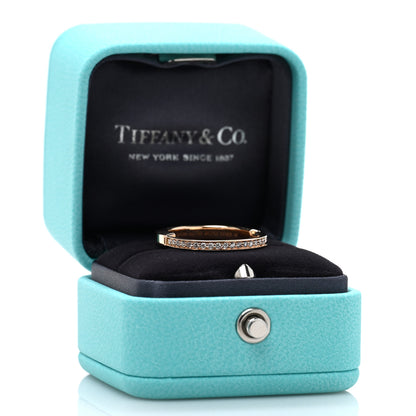Tiffany 18K Rose Gold Diamond Lock Ring 50 5.5 6 of 6