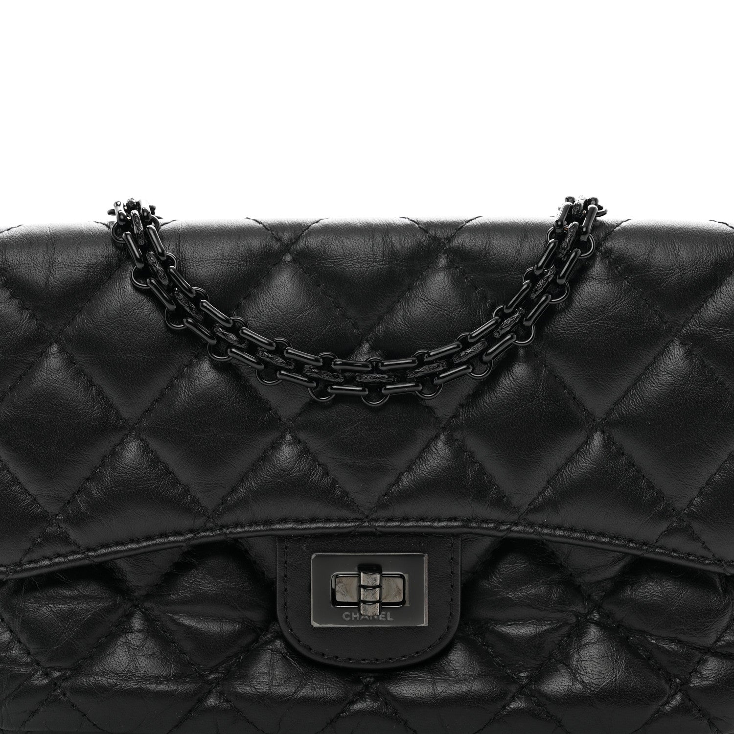 Chanel Aged Calfskin Quilted 2.55 Reissue Phone Holder With Chain So Black 5 of 12