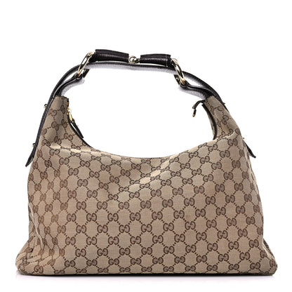 Gucci Monogram Medium Horsebit Chain Hobo Dark Brown 1 of 17