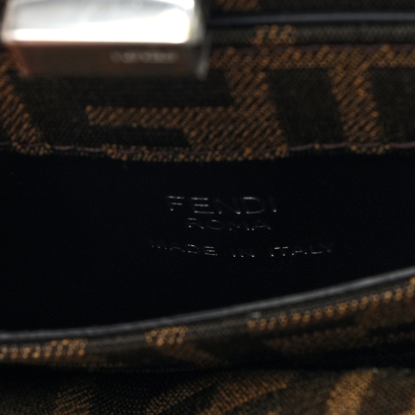 Fabric Jacquard Crystal Embellished FF 1974 Petite Peekaboo I SEE U Satchel Tobacco Moro